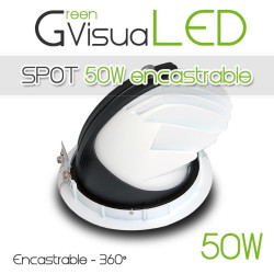 Spot  50W encastrable - LED CREE - 360° pour l'éclairage de tableaux et murs végétaux