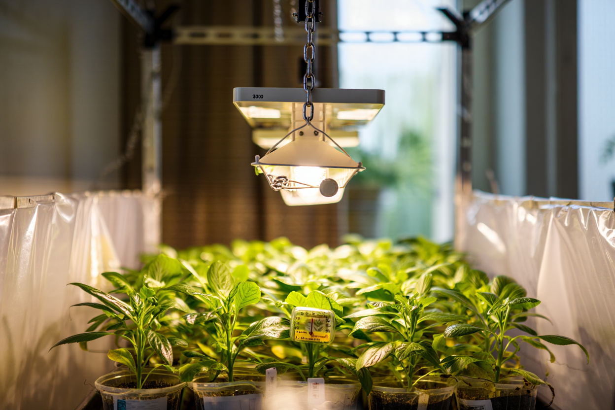 Installation CFL 300W avec plantes