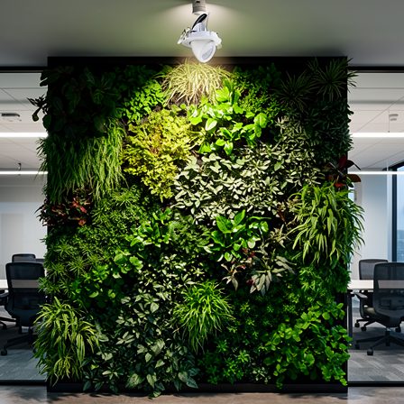 Luminaire intégré mur végétalisé : éclairage led intérieur